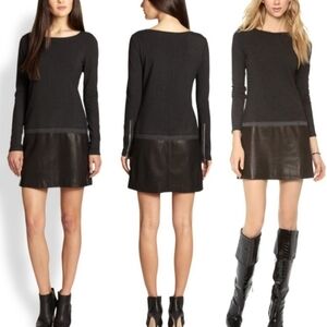 Theory Keiran Mixed Media Shift Dress in Black Size S